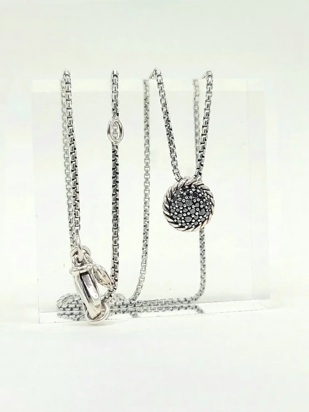 David Yurman Chatelaine Pendant Necklace w/ Pavé Black Diamonds - 17